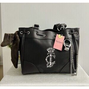 Juicy Couture Chocolate Crown Daydreamer Tote NWT Rhinestone Bow Bag